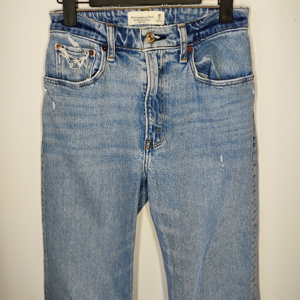 Abercrombie &‎ Fitch Jeans 90s Relaxed High Rise Curve Love 26/2S Medium Wash - Picture 2 of 10